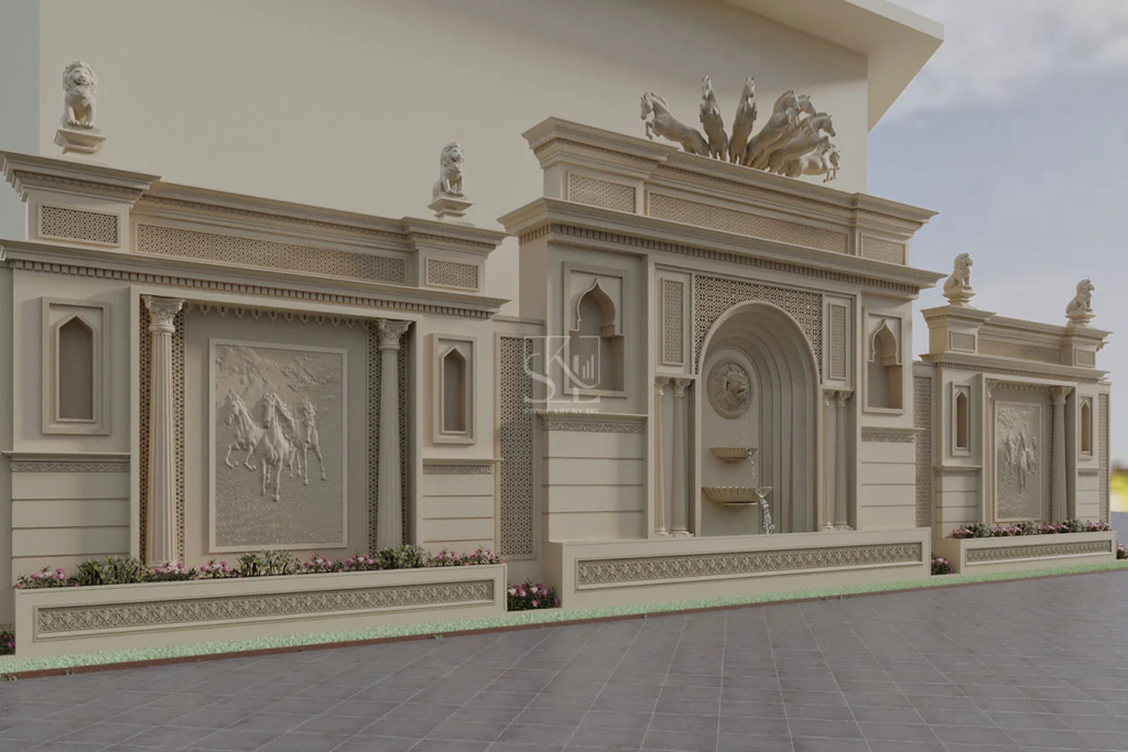 Boundary Wall Concept 6 - Stone Art By SKL