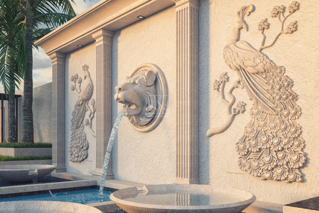 Lion & Peacock Water Fountain